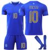 Kids Argentina Messi Soccer Training Jersey Blue Sportswear Short Sleeve Breathable Quick-Dry Youth