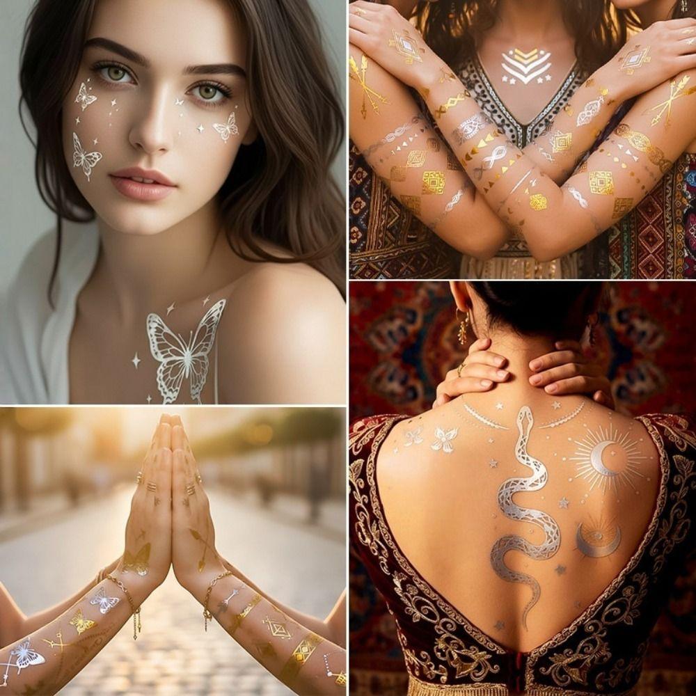 Butterfly Snake Bronzing Henna Tattoo Stickers Mehndi Stickers Body Art Sticker Women/Lady