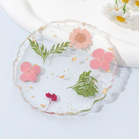 Real Dried Flowers Coaster Heat-Resistant Home Kitchen Transparent Cup Mat for Resin Handmade DIY Decor Unique