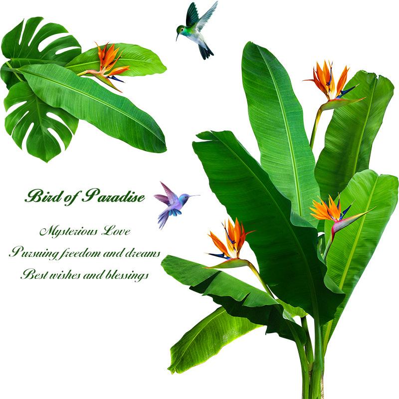 

Скандинавская наклейка на стену Зеленые растения Листья Самоклеящееся украшение для гостиной столовой Современный домашний декор 60x90cm зелёный