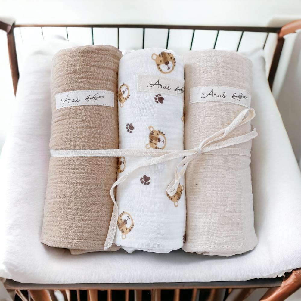 Double Gauze Muslin Diaper Covers, Set of 3 (W)