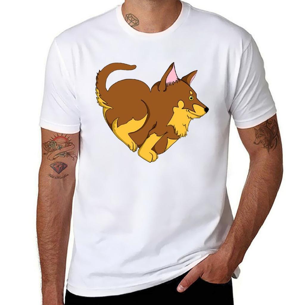 Cute Heartshaped Australian Kelpie TShirt Summer Print Short Sleeve Tee