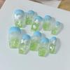 Fresh Blue-Green Gradient Butterfly Wearable Nails - Removable False Nail Art Tips