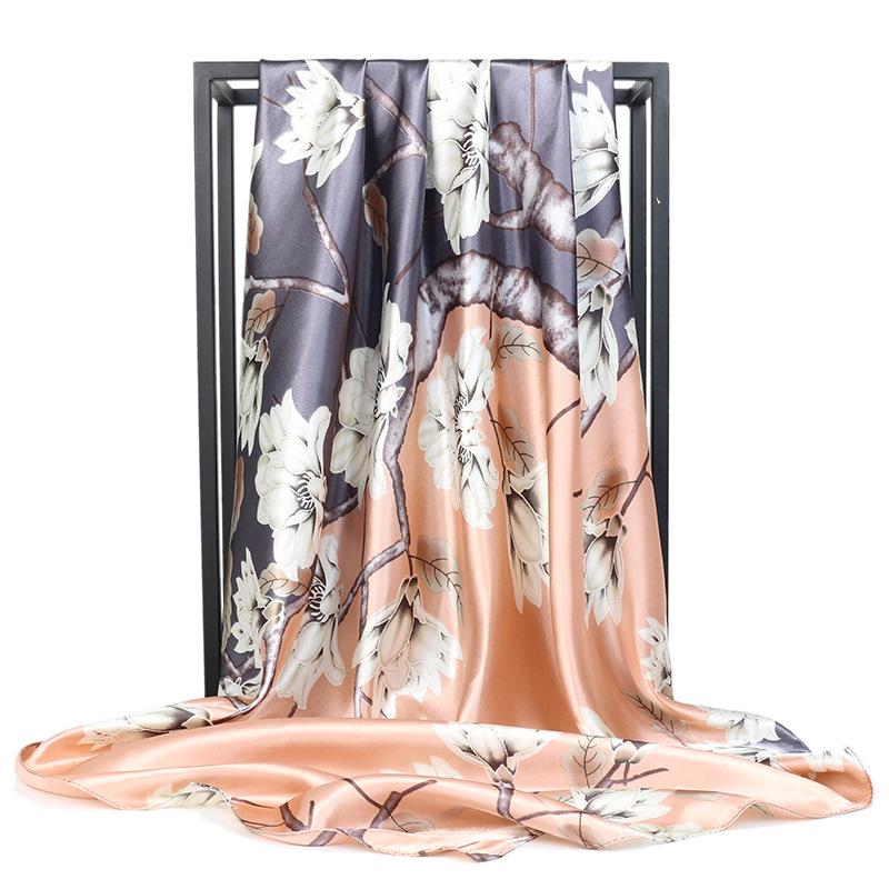 

Высококачественные роскошные шелковые шарфы, повязка на голову, шарфы, шейный шарф для женщин, шелковый шарф с цепочкой, женская декоративная шаль 90*90cm