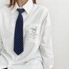 JK Japanese Style Embroidered Bunny Striped Tie Lapel Long-sleeved Shirt Women's Spring and Autumn New Models