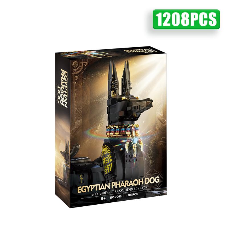 Creative 1208Pcs Mechanical Egyptian Pharaoh Dog Building Blocks MOC Magic Animal Collection Construction Toys For Children Gift