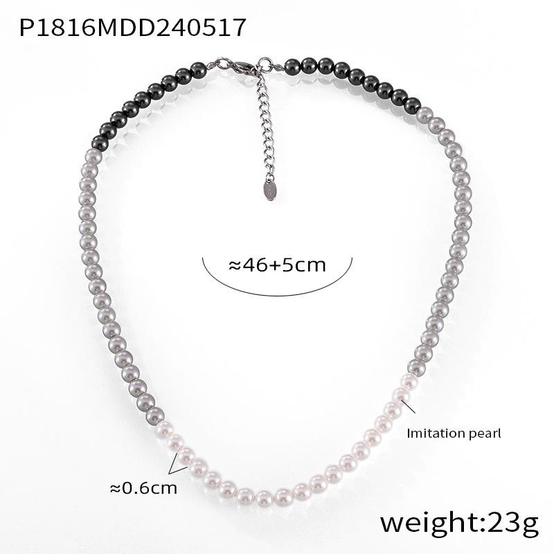 Korean Style Colorful Mother-of-Pearl Bead Necklace – Casual Round Beads Choker for Women