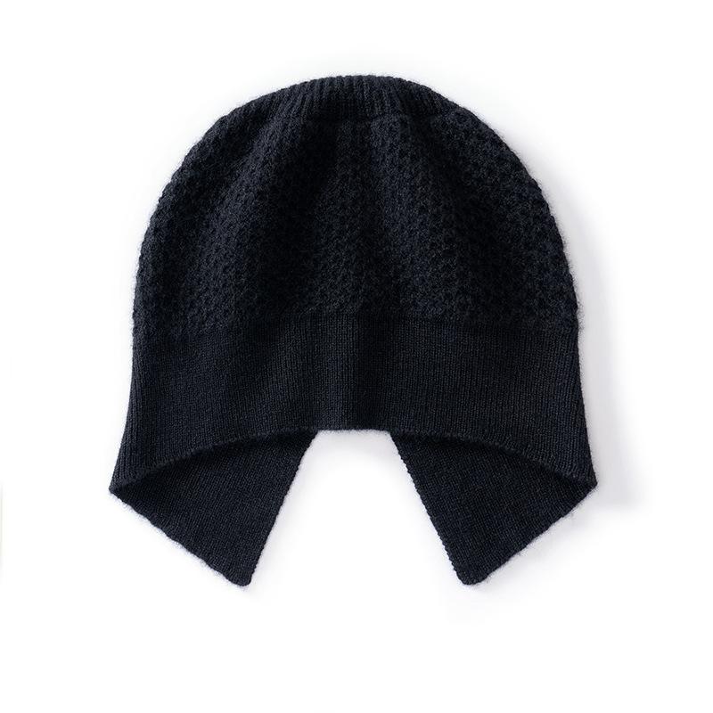 Autumn and Winter New% Pure Cashmere Solid Color Knitted Hat Fashion Casual Warm Ear Protection Wool Hat Hat