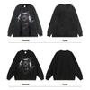 Unisex Oversized Cotton Hoodie With Black Cat Print Loose Fit Streetwear Long Sleeve Pullover