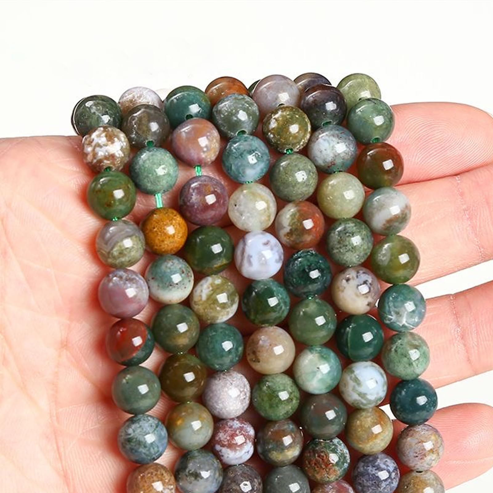60Pcs Natural Indian Agate Beads, 6mm Round Gemstone Loose Beads Strand (15 ) for Jewelry Making, DIY Necklace & Bracelet Supplies