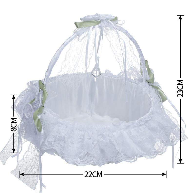 Wedding Flower Basket Handbasket Romantic Fairy Lace Flower Baskets for Banquet Celebrations Engagement Ceremony Wedding Parties