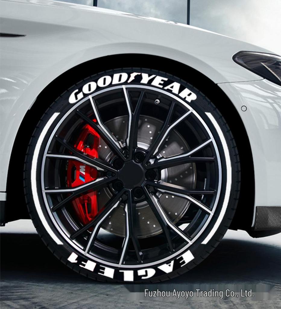 One-Piece Reflective 3D PVC Tire Letter Sticker - Personalized Car Modification