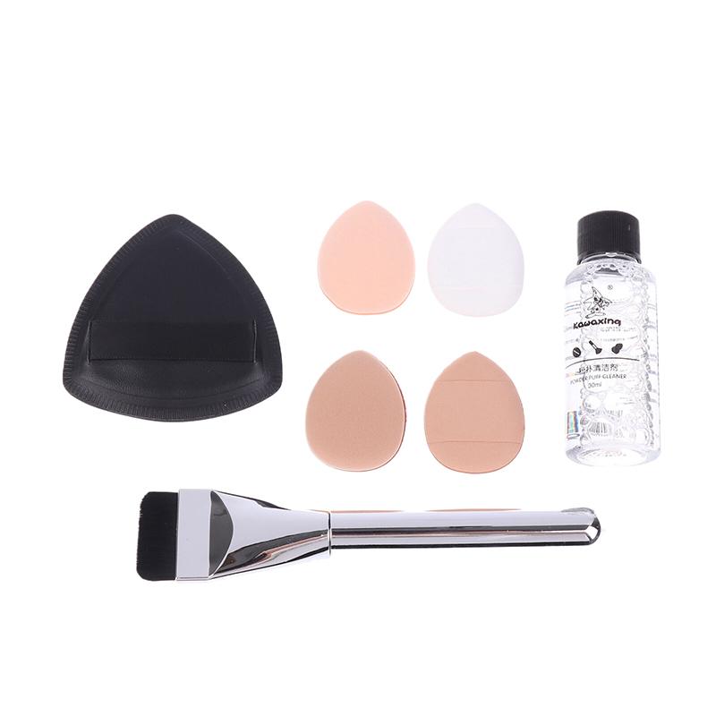 Üçgen Siyah Makyaj Süngeri 7 Adet/Set Düz Başlı Fondöten Fırçası Temizleyici Mini Parmak Süngeri Kapatıcı Air Cushion Aleti