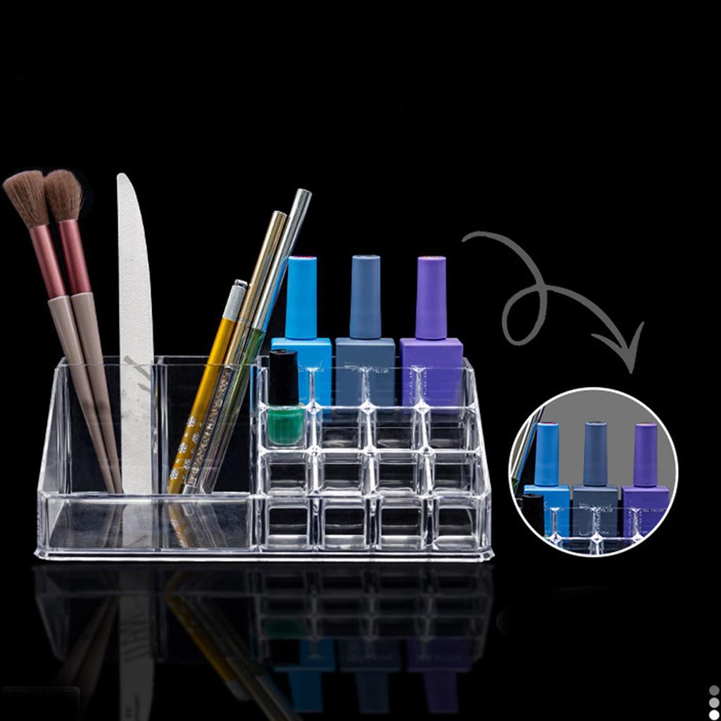 Clear Nail Polish Organizer Acrylic Display Stand Plastic Cosmetic Holder For Makeup Brush Storage Solution