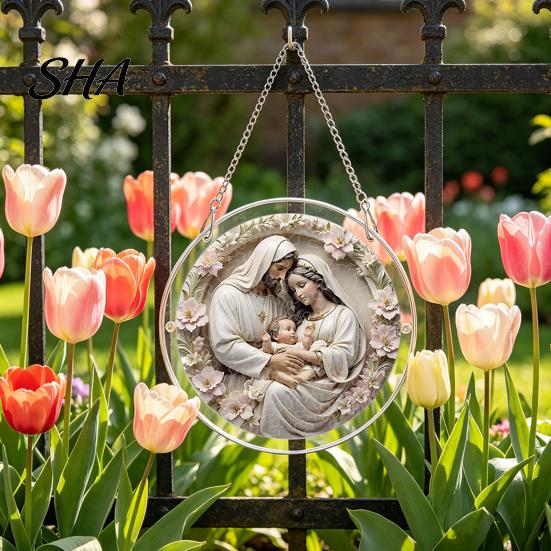 Colorful Window Visor Acrylic Jigsaw Puzzle Suncatcher, Religious DIY Sun Catcher Puzzles Kit, Stained Glass Style Hanging Decor for Home, Garden,