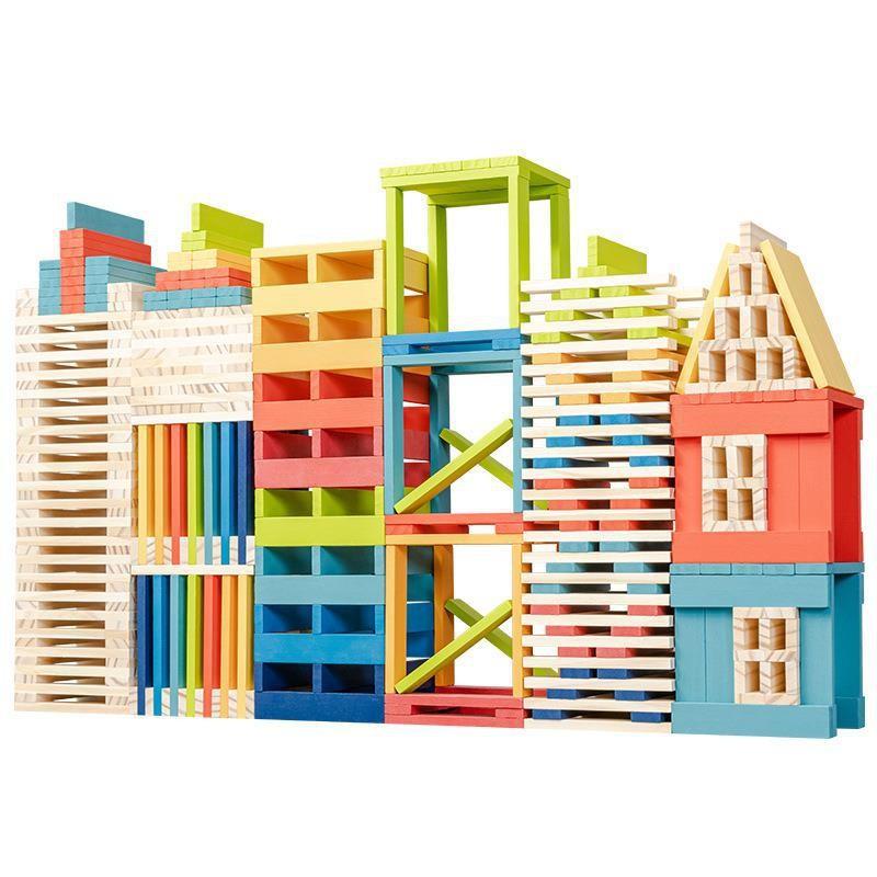 Building Kids Archimedes Blocks Set Wooden Strips Slats Toddler Construction