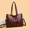 Women's Soft Leather Shoulder Bag Luxury Designer Handbag Ladies Solid Color Casual Large Tote Bag Messenger Commuter Sac A Main
