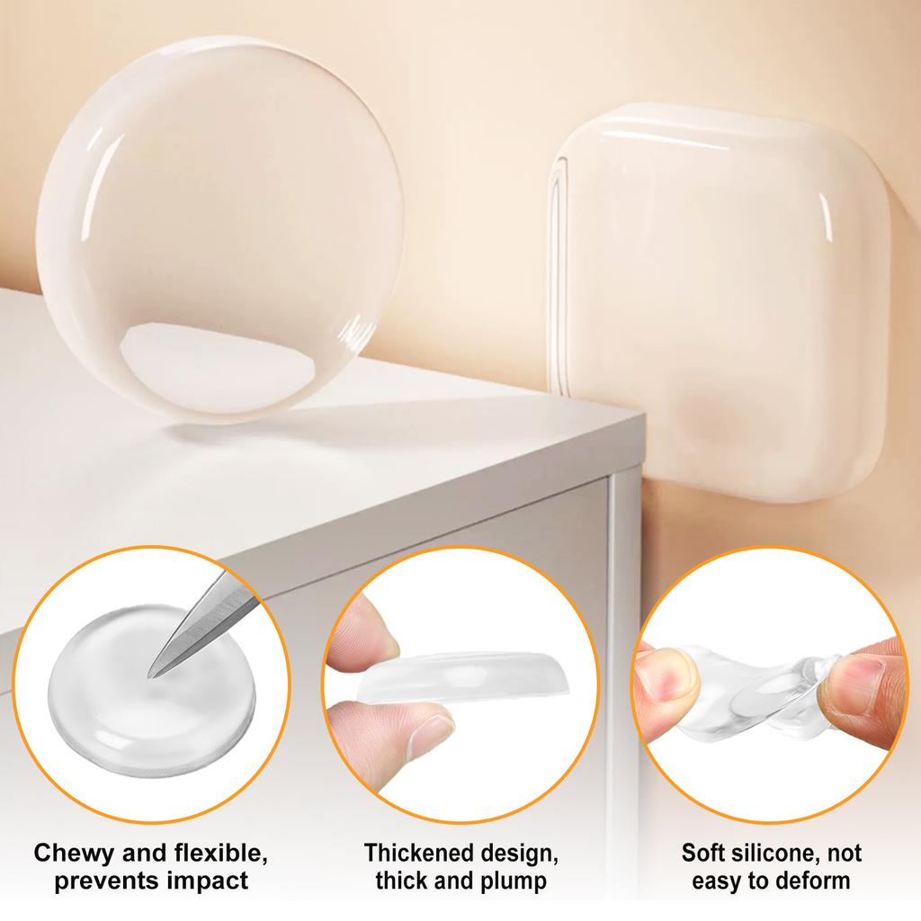 2 Set Adhesive Door Stoppers Transparent Soft Silicone Wall Protectors To Prevent Impact Scratches On Door And Wall