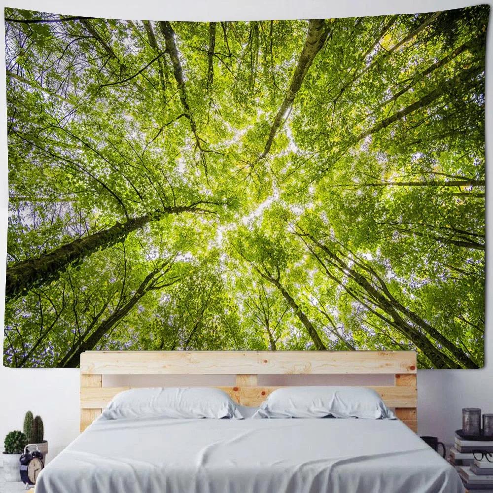 Classic Grey Forest Sky Wall Tapestry Multi-Style Living Room Studio Bar Decor Modern Light Luxury Hanging Cloth