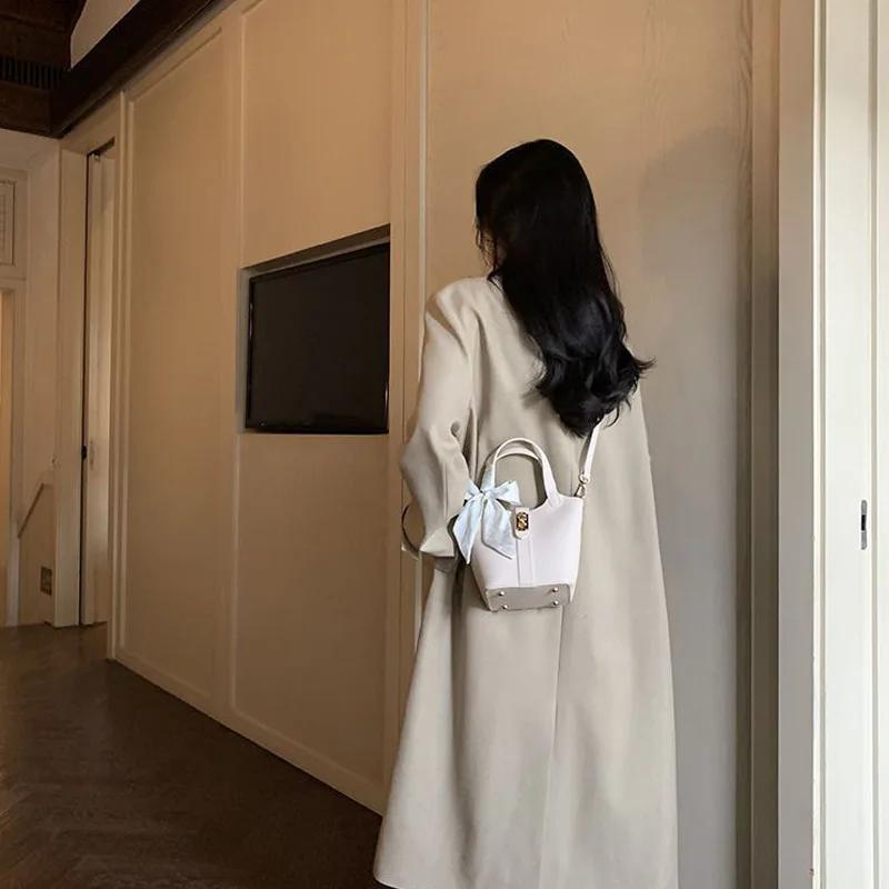 Women's bags bucket bag Shoulder handbags Simple Bucket MotherBag Minority Practical Handbill of Lading Shoulder-slung Scarf Bag