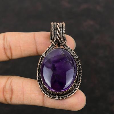 Star Amethyst Gemstone Pendant Copper Wire Wrapped Pendant Handmade Copper Wire Jewelry Unique Design Pendant Stylish Jewelry Gift For Him