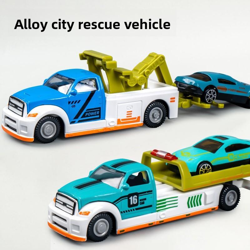 Alloy City Rescue Vehicle Trailer Helicopter Children Toy Model For Play Role