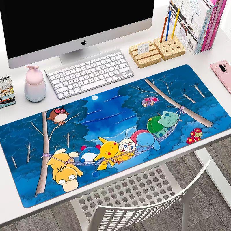 Anim Pokmon Pikachu Leather Mouse Pad Pokmon Gaming Extra Large Gaming Keyboard Desktop Pad Childrens Writing Table Mat
