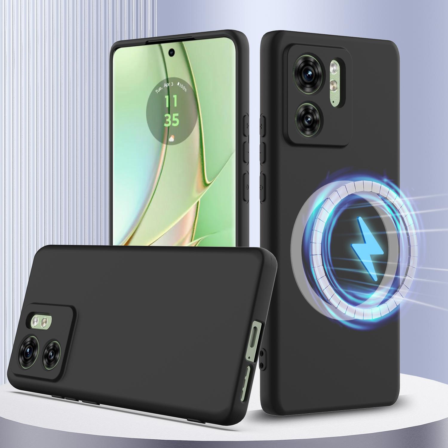 

For Motorola Edge 40 5G Case Compatible with MagSafe Anti-Drop Liquid Silicone Phone Cover with Lanyard Dark Green