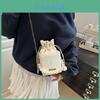 Street Style Small Bucket Bag With Drawstring Closure For Daily Use