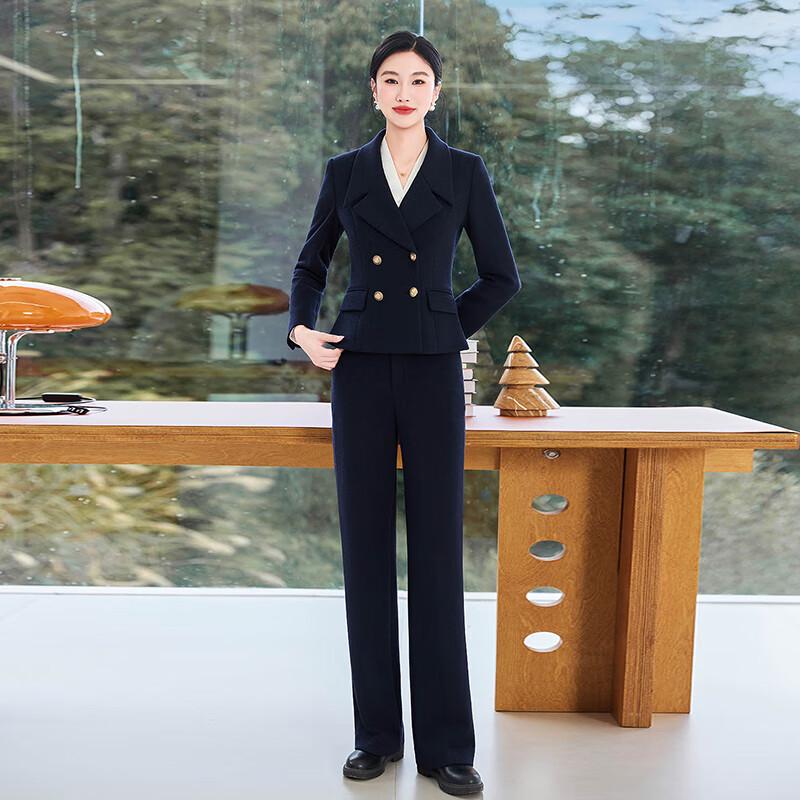 Women's Elegant Double-breasted Blazer & Wide-Leg Pants Set