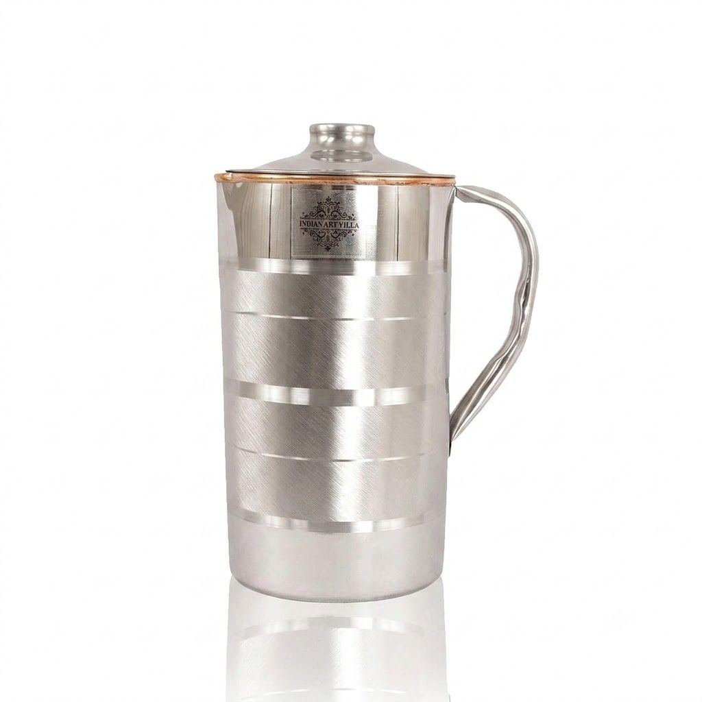 Steel Copper Luxury Design Jug Pitcher with Lid, Storage & Serving Water, Beneficial for Health, Volume-1000 ML