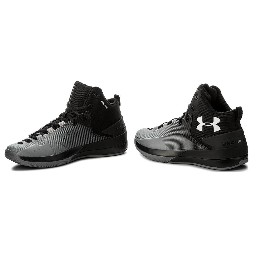 Under Armour Rocket 3 Rundzehen Schnürschuhe Rutschfeste Mid-Top Basketballschuhe Herren Sneakers Schwarz 3000087-005