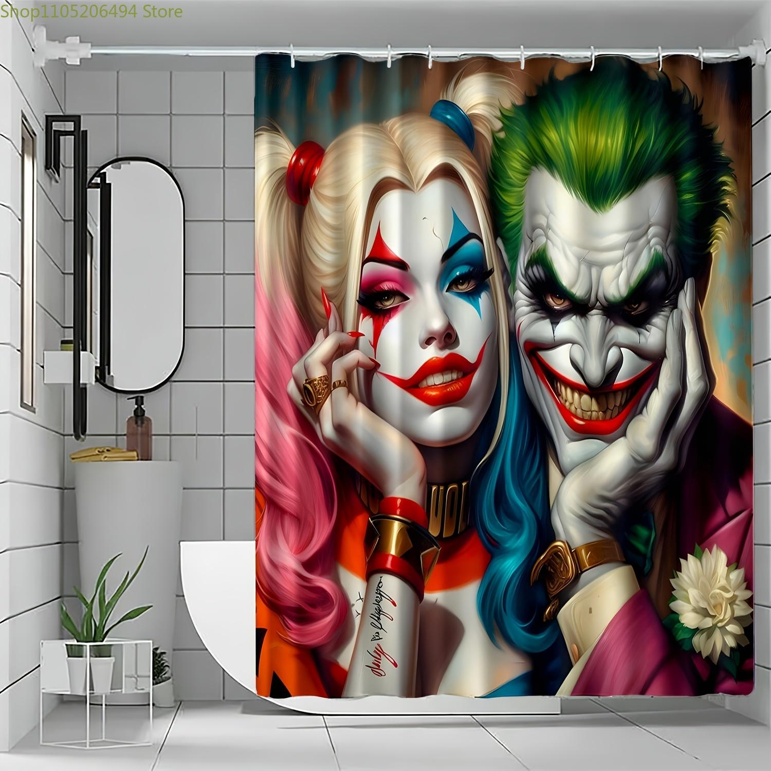 

1pc Warner Bros Themed Shower Curtain | Clown Quinn - Multifunctional Privacy Curtain for Home, Bathroom, Camping, Office, and 90x180cm