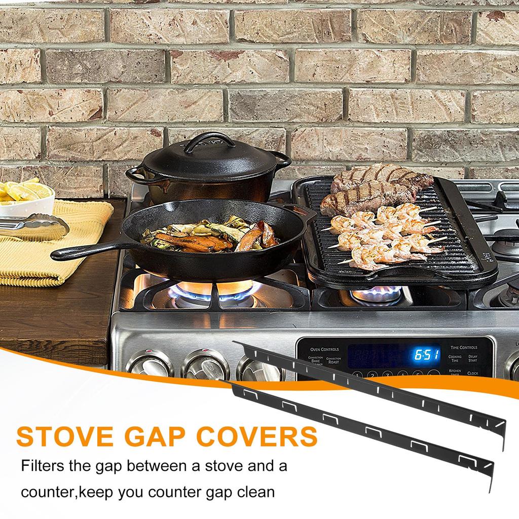 uxcell Stove Gap Aluminum Stove Gap Filler Heat Resistant Easy for Kitchen Inch 2-Pack Covers, Kit, & Cleaning, Countertops, 23.6 (0.2 Inch, Black)