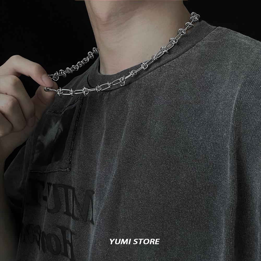 Hip Hop Titanium Steel Necklace For Man Woman Trend Wrapping Rope Knot Collar Chian Unisex Choker  Kpop Accessories