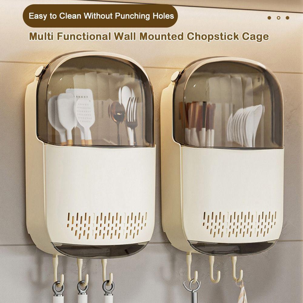 Dust-proof Utensil Holder Wall Mounted Chopstick Holder Durable Chopstick Storage Box  Kitchen