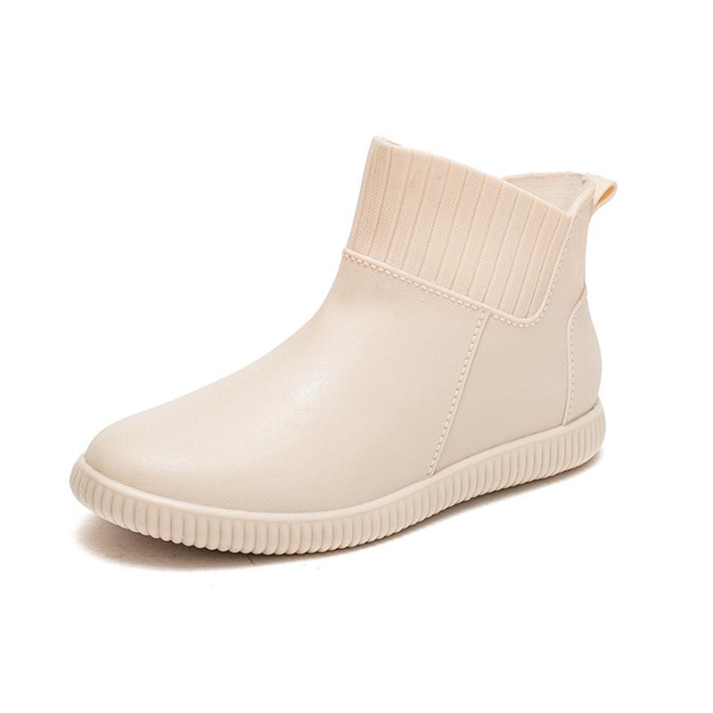 Short Tube Fashion Waterproof Shoes Women's Rubber Shoes Kitchen Work Rain Shoes Rain Boots Non-slip Cover Shoes Students Korean Version Outside Wear