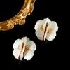 Yang Caiyu Inspired Retro White Petal Earrings for Women - High-End Niche Design 2024