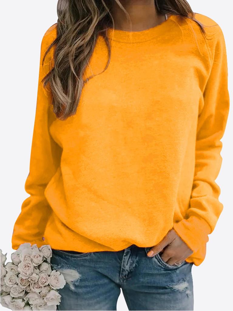 Solid Color Round Neck Printed Sweatshirt for Autumn & Winter - European & American Style
