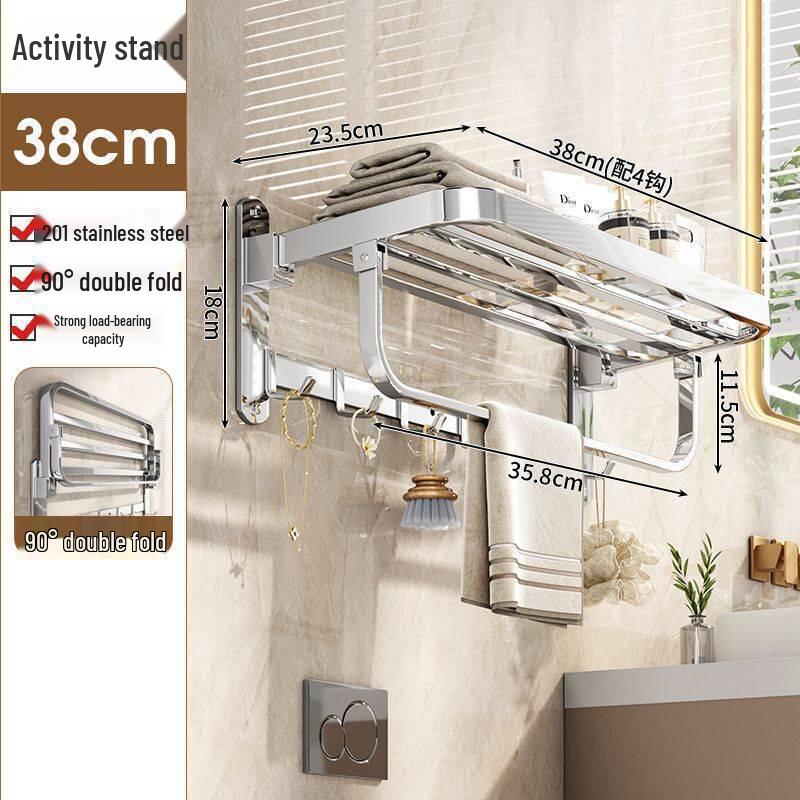 Настенная складная полка для полотенец и полка для хранения для ванной