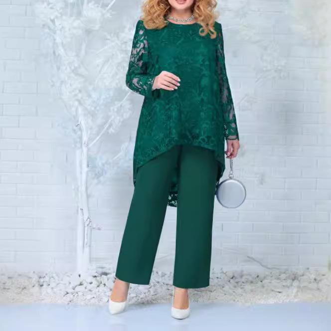 Damen Spitzen-Besticktes Abendkleid & Hosen-Set für Cocktailpartys