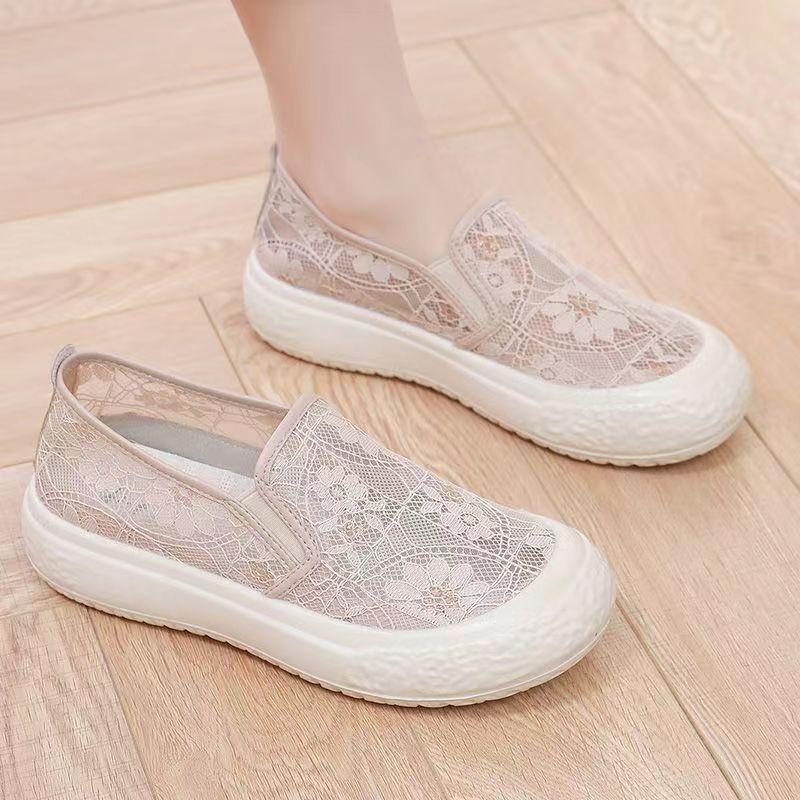 Fisherman shoes women's lace mesh shoes casual breathable hollow mesh shoes platform single shoes hollow mesh