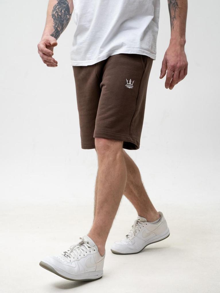 Jigga Wear Embroidery Crown XL Premium Men's Sweat Shorts Brown/White