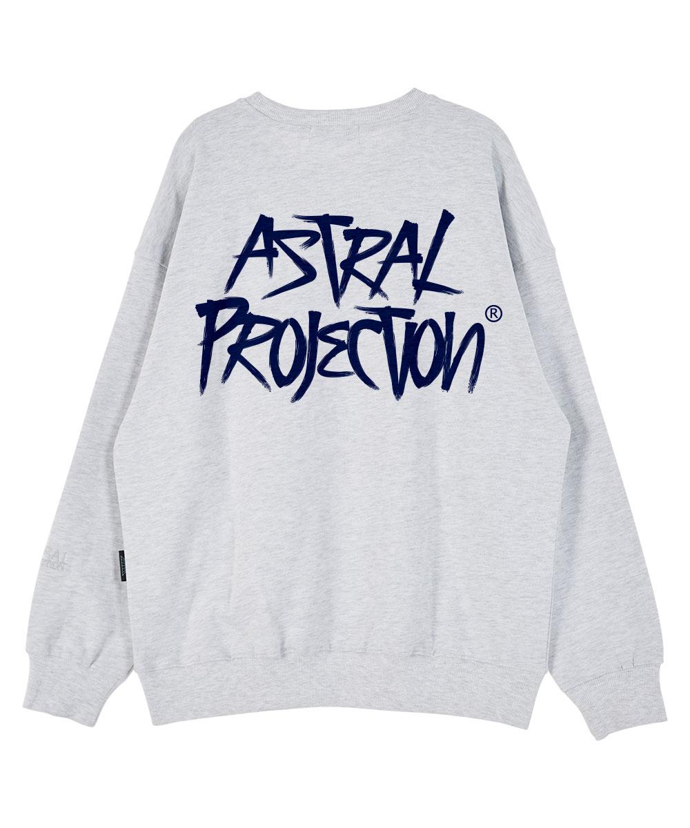 Astral Projection Graffiti Lettering Oversized Drop Shoulder Sweatshirt_White Melange L