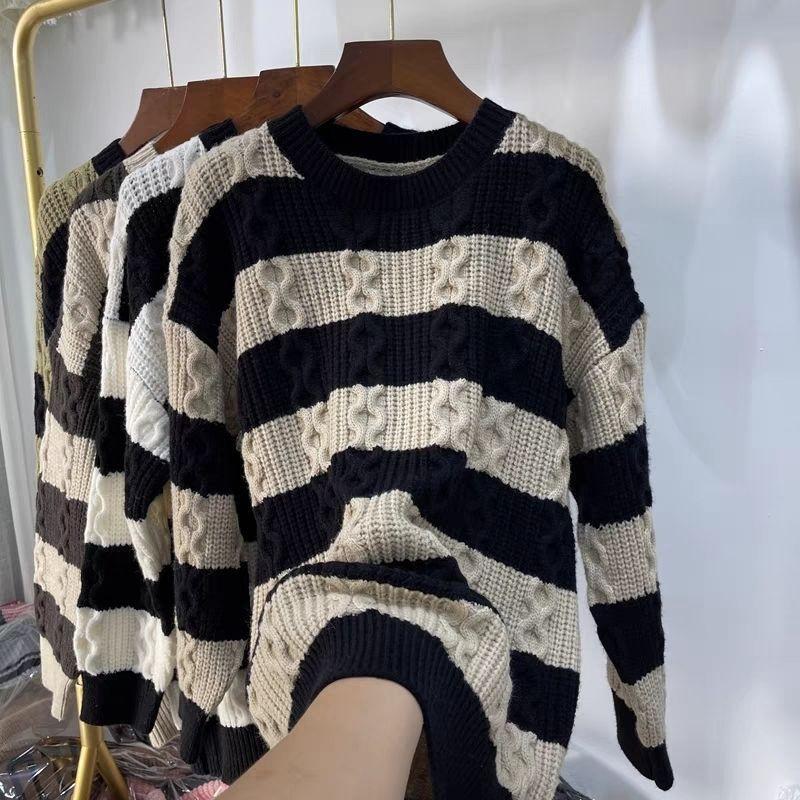 

Зимний свитер женский осенний утолщенный теплый вязаный эластичный с длинным рукавом оверсайз топ XXL