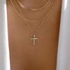European and American new jewelry light luxury style diamond-encrusted diamond necklace women's alloy cross stacked multi-layer necklace