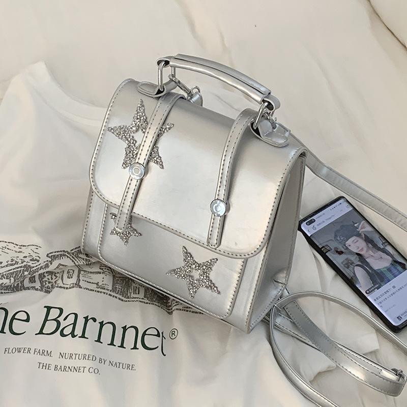 Rucsac la Modă Geantă de Damă Nou PU Designer Stea Argintiu Versatil Rucsac Casual Geantă de Mână Geantă de Umăr