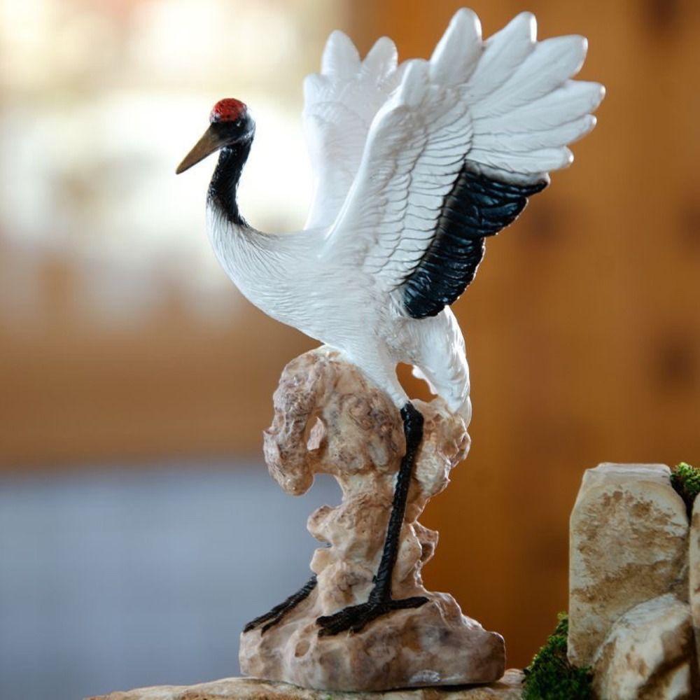 TV Cabinet Ornament Kawaii Fairy Crane Sculpture Cartoon Mini Crane Resin Ornament Durable Modern Fairy Crane Figurine Christmas