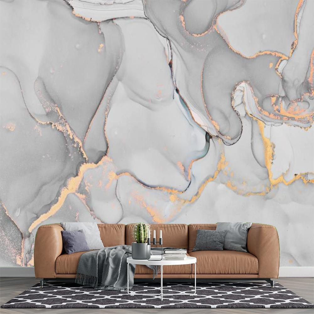 

White Gold Marble Wallpaper Modern Stylish Marble Murals Abstract 3d Texture Wall Paper Living Room Bedroom Home Decor 200 cm(W) x 140 cm(H)