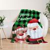 Christmas Throw Blanket Green Plaid Santa Claus Blanket for Couch Sofa Bed Soft Cozy Lightweight Fuzzy Plush Fleece Blankets a